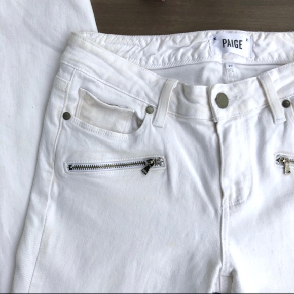 Paige Women’s White Jane Zip Cropped Jeans EUC 29 - Picture 4 of 6